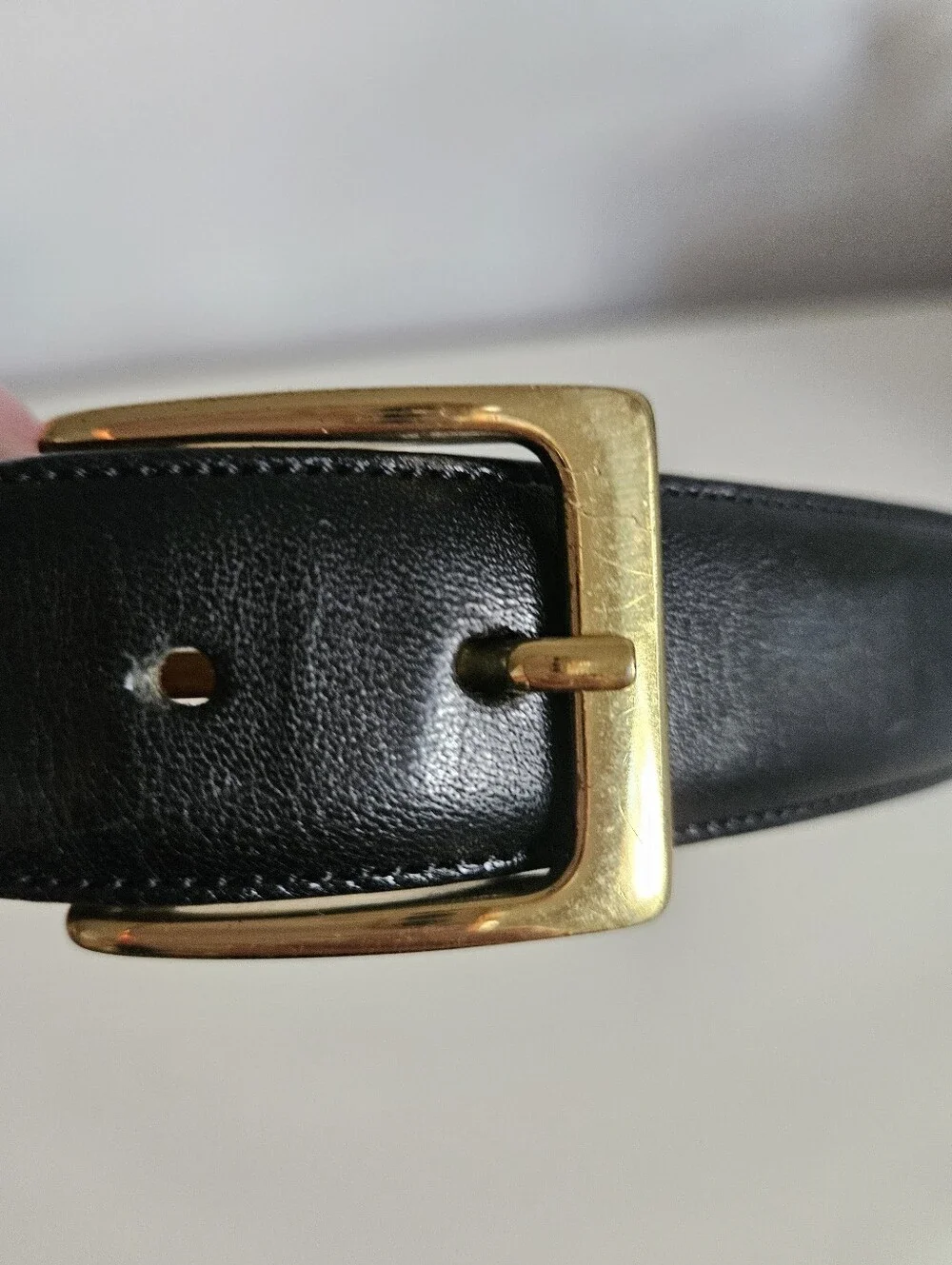 TRAFALGAR Black Leather Dress Silver Buckle Belt | SZ 42